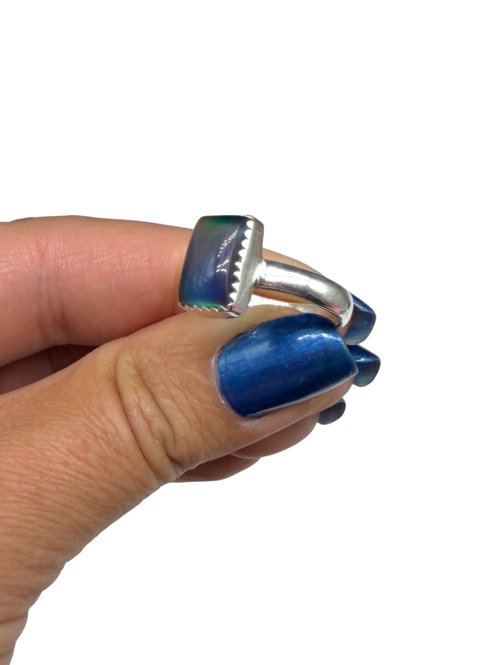 Aurora Fire Opal Ring Size 6 Solid 925 Sterling Silver Aura - Picture 10 of 14